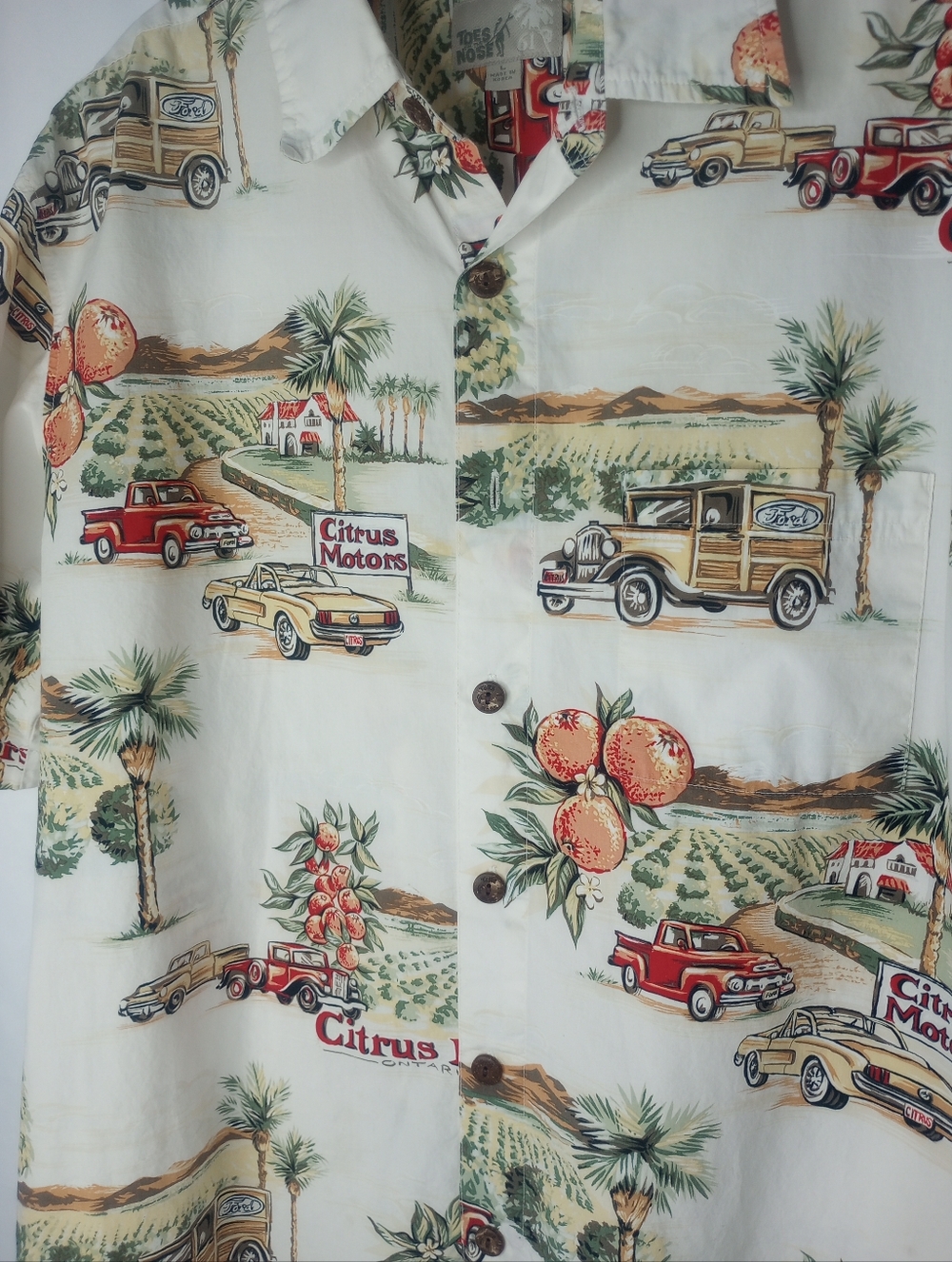 *Toes On The Nose Classic Car Hawaiian Button Down T-shirt Size L